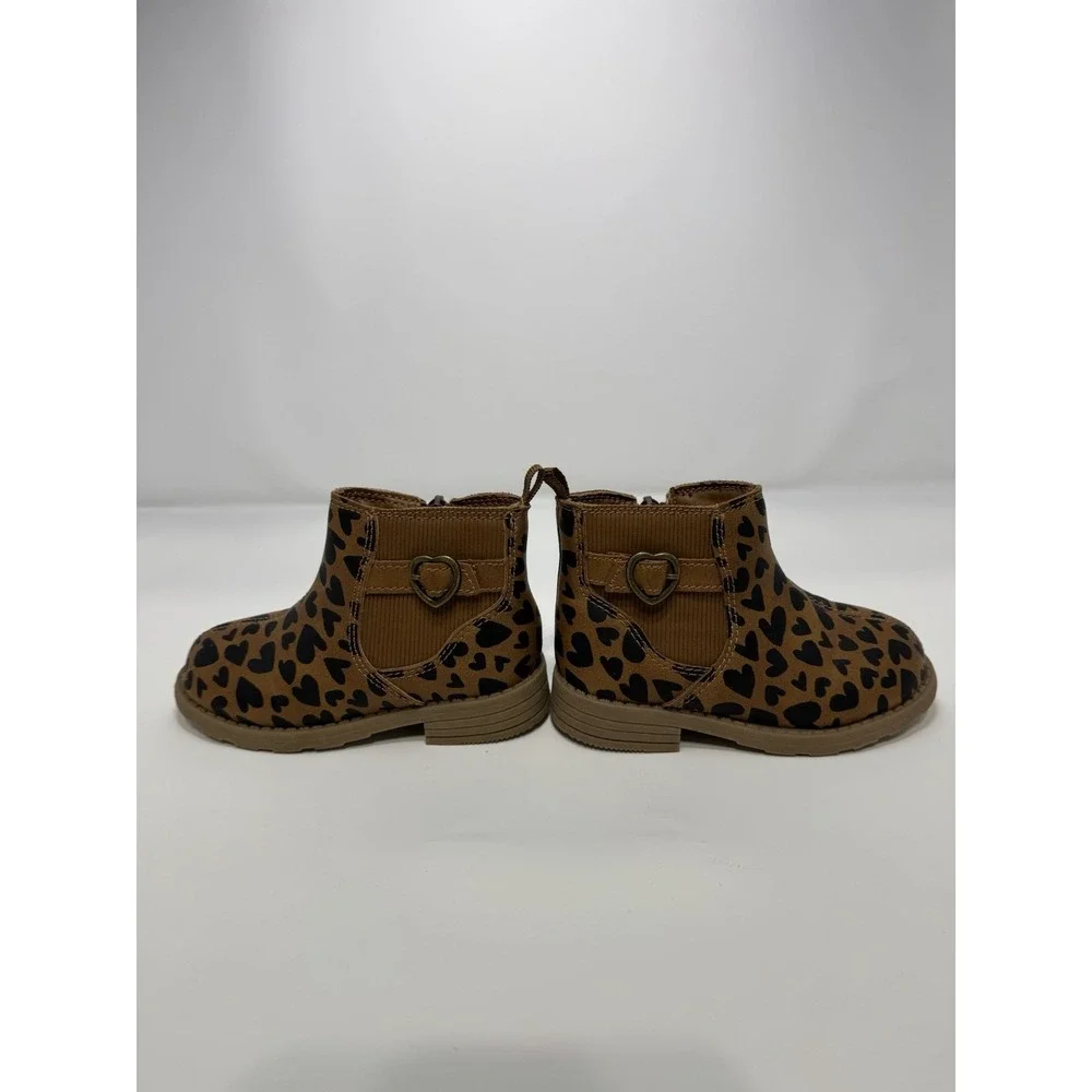 Carter's Toddler Girls Brown/Black Heart Leopard‎ Print Boots Shoes Size 7